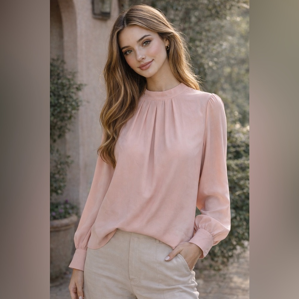 SHEIN Soft Pink Pleated Blouse